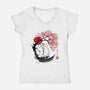 White Kitsune Sumi-e-Womens-V-Neck-Tee-DrMonekers