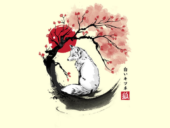 White Kitsune Sumi-e