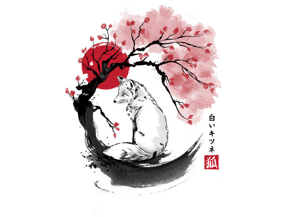 White Kitsune Sumi-e