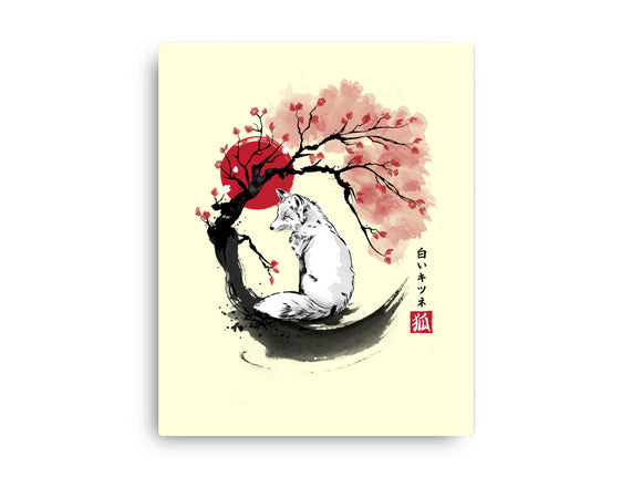 White Kitsune Sumi-e
