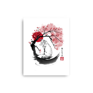 White Kitsune Sumi-e