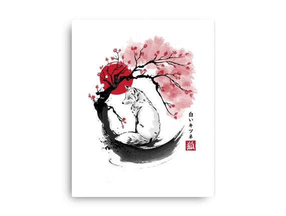 White Kitsune Sumi-e