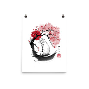 White Kitsune Sumi-e