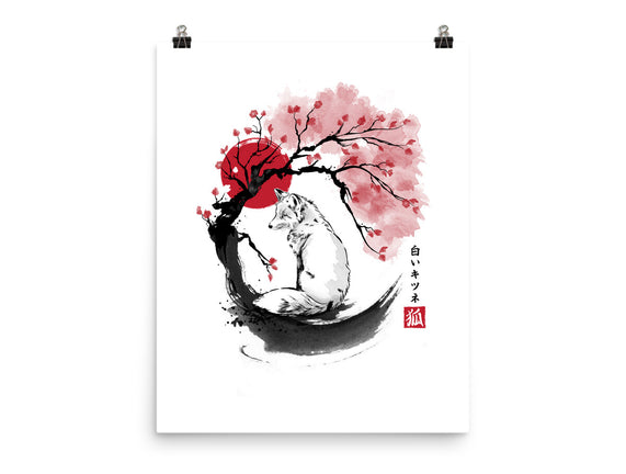 White Kitsune Sumi-e
