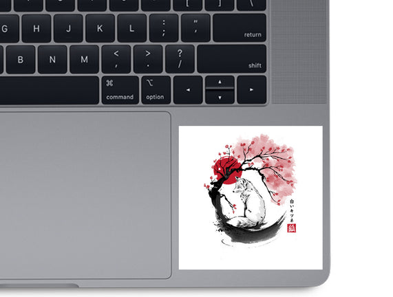 White Kitsune Sumi-e