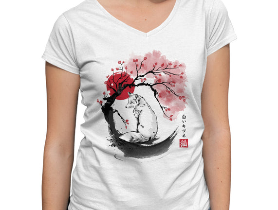 White Kitsune Sumi-e
