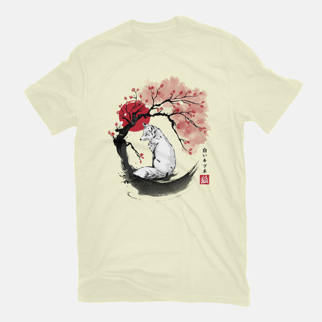 White Kitsune Sumi-e-Mens-Basic-Tee-DrMonekers