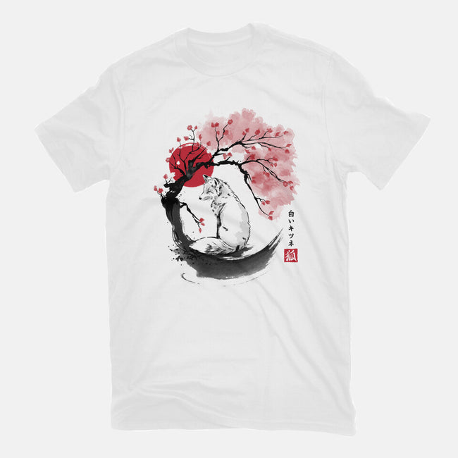 White Kitsune Sumi-e-Womens-Basic-Tee-DrMonekers