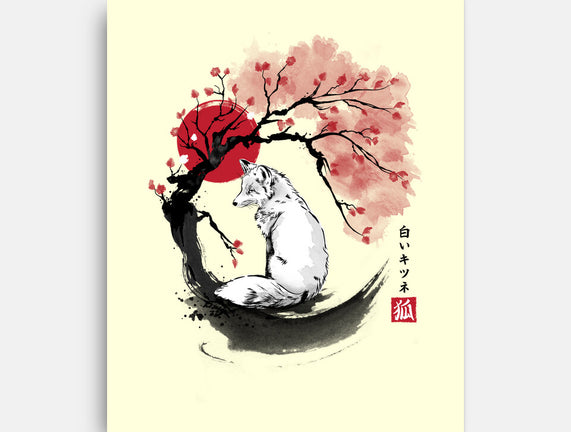 White Kitsune Sumi-e