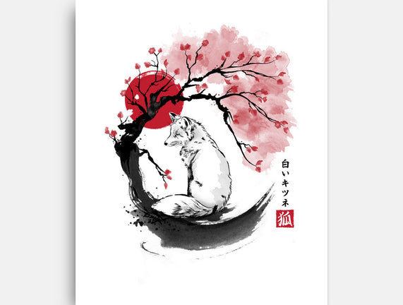 White Kitsune Sumi-e