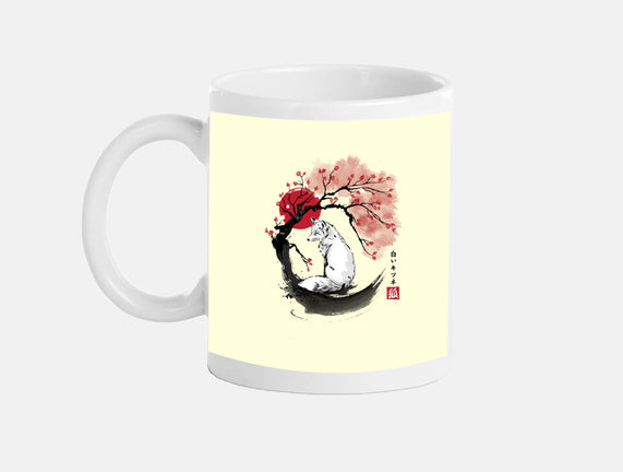 White Kitsune Sumi-e