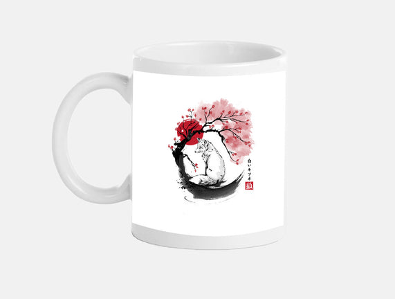 White Kitsune Sumi-e