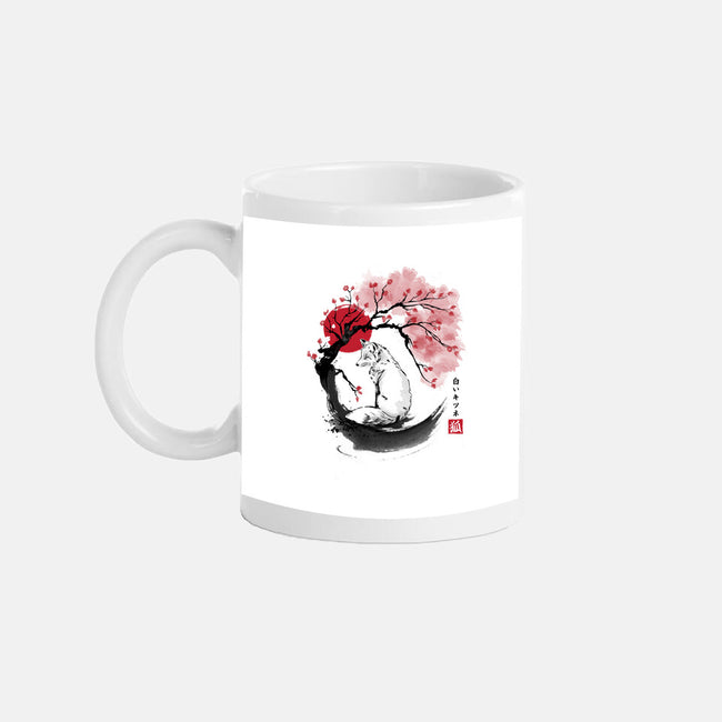 White Kitsune Sumi-e-None-Mug-Drinkware-DrMonekers