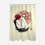White Kitsune Sumi-e-None-Polyester-Shower Curtain-DrMonekers