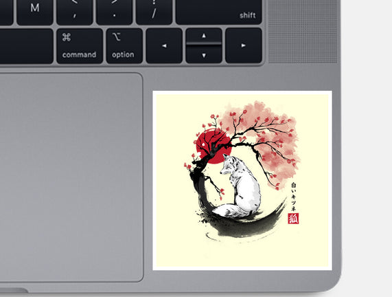White Kitsune Sumi-e