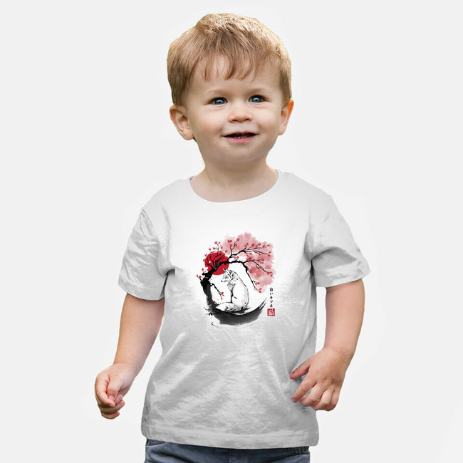 White Kitsune Sumi-e-Baby-Basic-Tee-DrMonekers