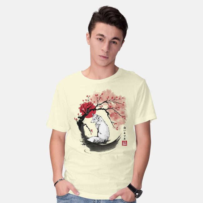 White Kitsune Sumi-e-Mens-Basic-Tee-DrMonekers
