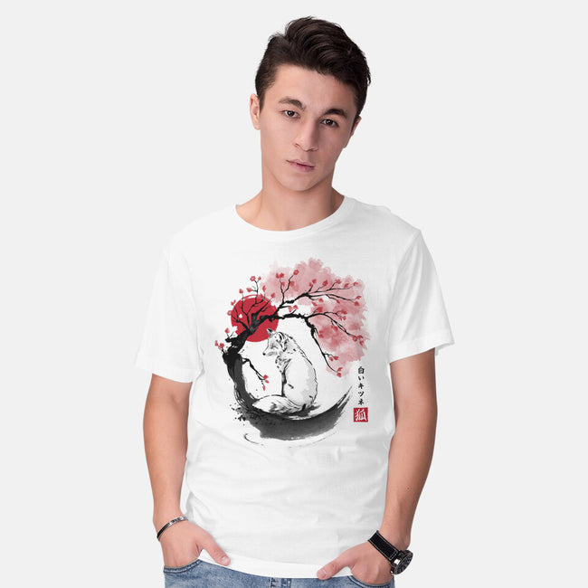 White Kitsune Sumi-e-Mens-Basic-Tee-DrMonekers