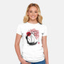 White Kitsune Sumi-e-Womens-Fitted-Tee-DrMonekers