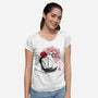 White Kitsune Sumi-e-Womens-V-Neck-Tee-DrMonekers