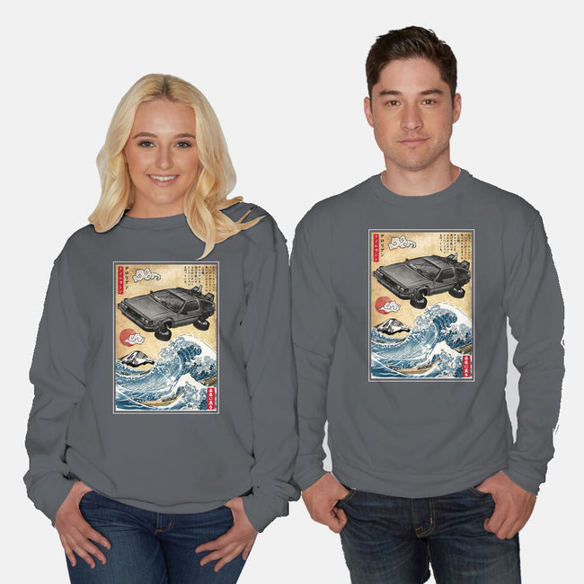 Time Machine Woodblock-Unisex-Crew Neck-Sweatshirt-DrMonekers