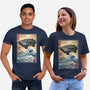 Time Machine Woodblock-Unisex-Basic-Tee-DrMonekers