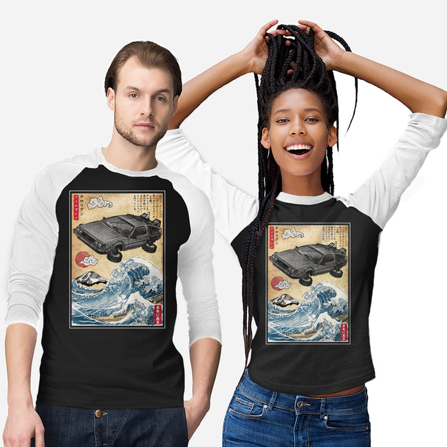 Time Machine Woodblock-Unisex-Baseball-Tee-DrMonekers