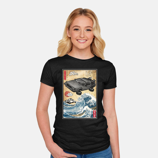 Time Machine Woodblock-Womens-Fitted-Tee-DrMonekers