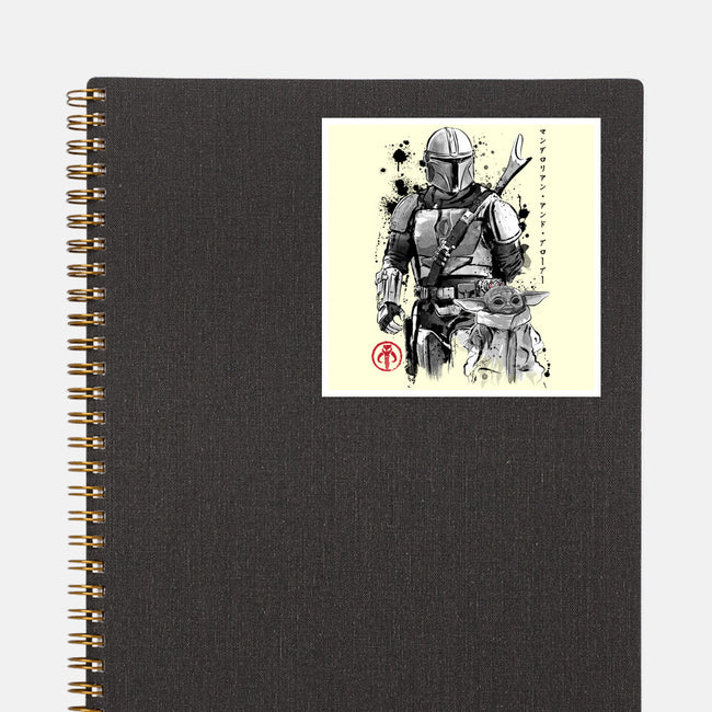 The Bounty Hunter And The Child Sumi-e-None-Glossy-Sticker-DrMonekers