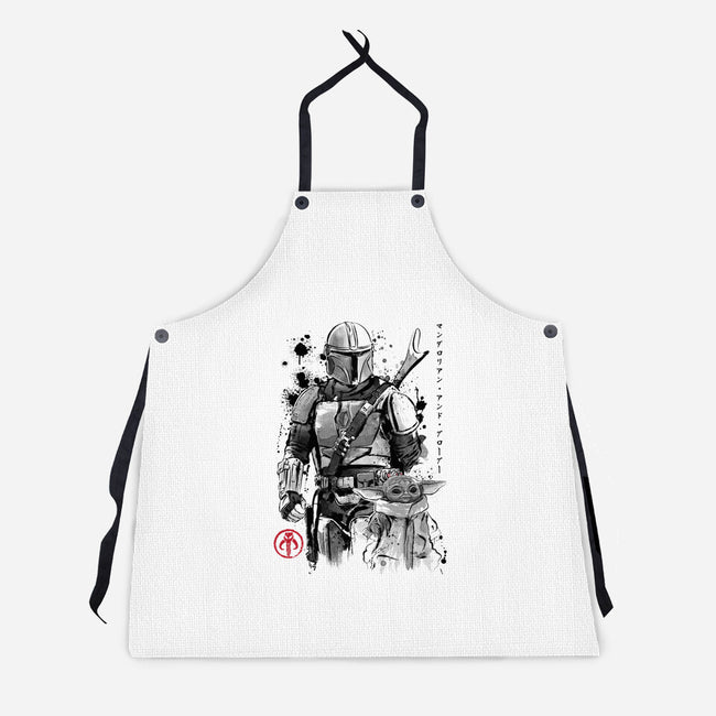 The Bounty Hunter And The Child Sumi-e-Unisex-Kitchen-Apron-DrMonekers