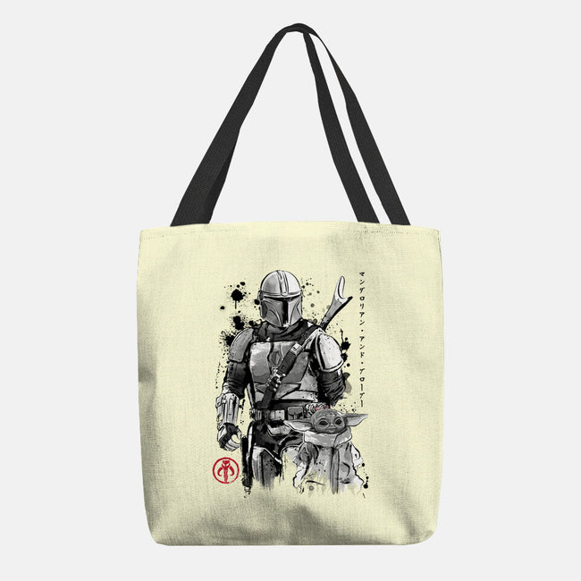 The Bounty Hunter And The Child Sumi-e-None-Basic Tote-Bag-DrMonekers