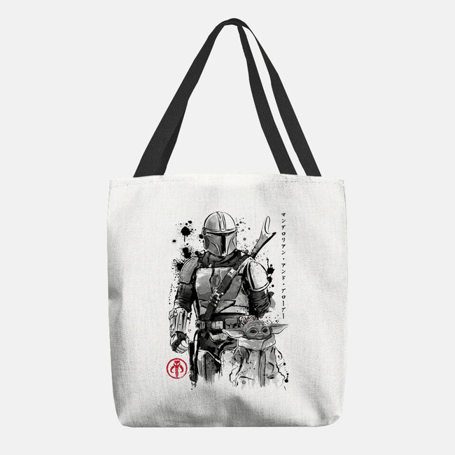 The Bounty Hunter And The Child Sumi-e-None-Basic Tote-Bag-DrMonekers