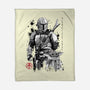 The Bounty Hunter And The Child Sumi-e-None-Fleece-Blanket-DrMonekers