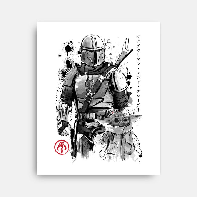 The Bounty Hunter And The Child Sumi-e-None-Stretched-Canvas-DrMonekers