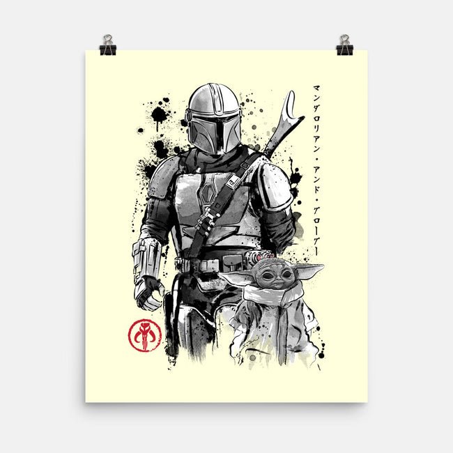 The Bounty Hunter And The Child Sumi-e-None-Matte-Poster-DrMonekers