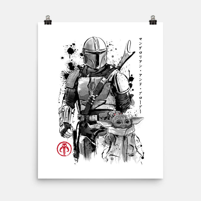 The Bounty Hunter And The Child Sumi-e-None-Matte-Poster-DrMonekers