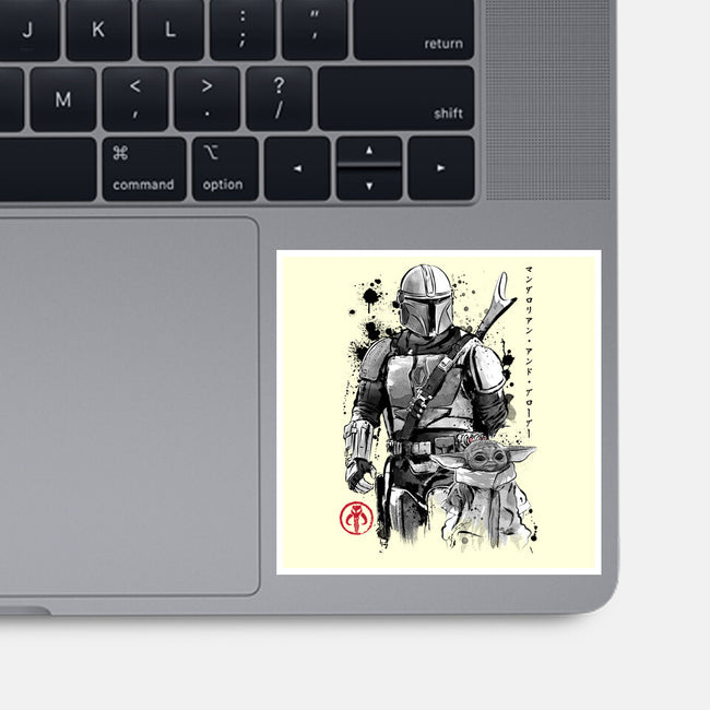 The Bounty Hunter And The Child Sumi-e-None-Glossy-Sticker-DrMonekers