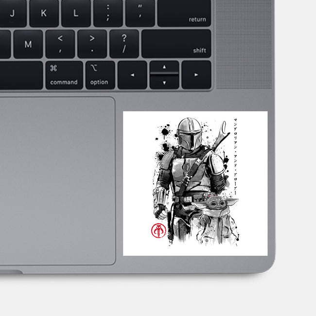The Bounty Hunter And The Child Sumi-e-None-Glossy-Sticker-DrMonekers