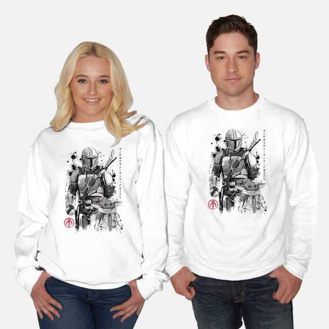The Bounty Hunter And The Child Sumi-e-Unisex-Crew Neck-Sweatshirt-DrMonekers