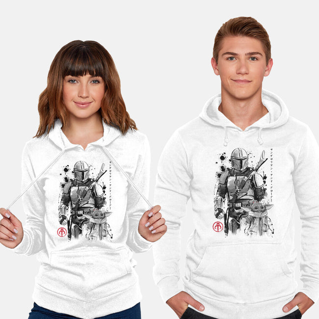 The Bounty Hunter And The Child Sumi-e-Unisex-Pullover-Sweatshirt-DrMonekers