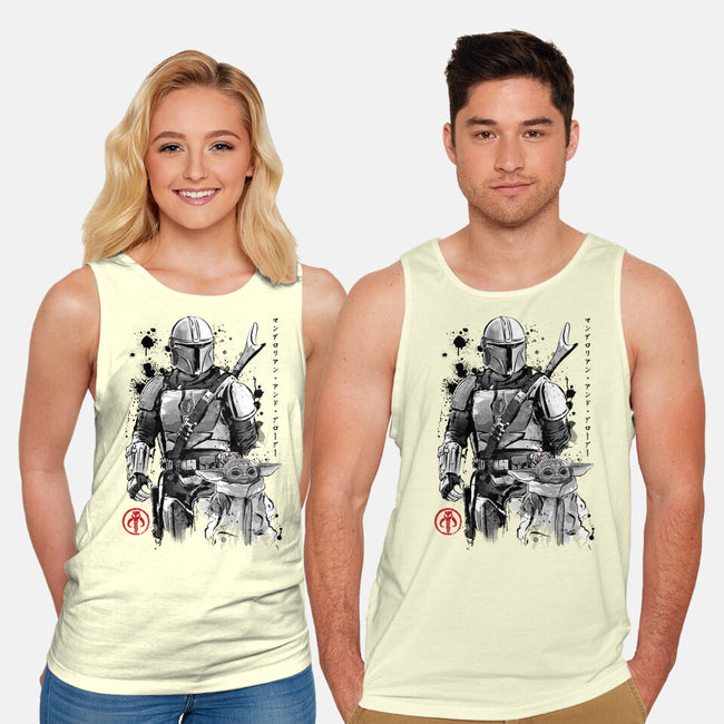 The Bounty Hunter And The Child Sumi-e-Unisex-Basic-Tank-DrMonekers