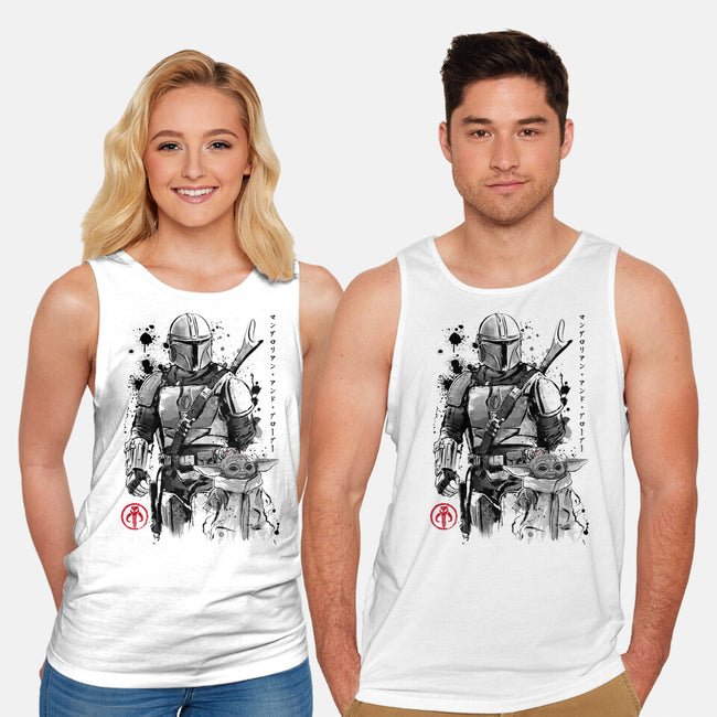 The Bounty Hunter And The Child Sumi-e-Unisex-Basic-Tank-DrMonekers