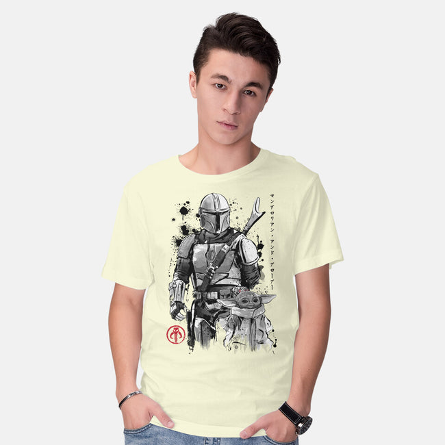 The Bounty Hunter And The Child Sumi-e-Mens-Basic-Tee-DrMonekers