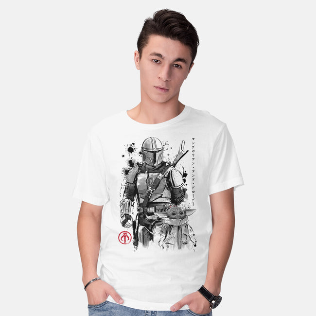 The Bounty Hunter And The Child Sumi-e-Mens-Basic-Tee-DrMonekers