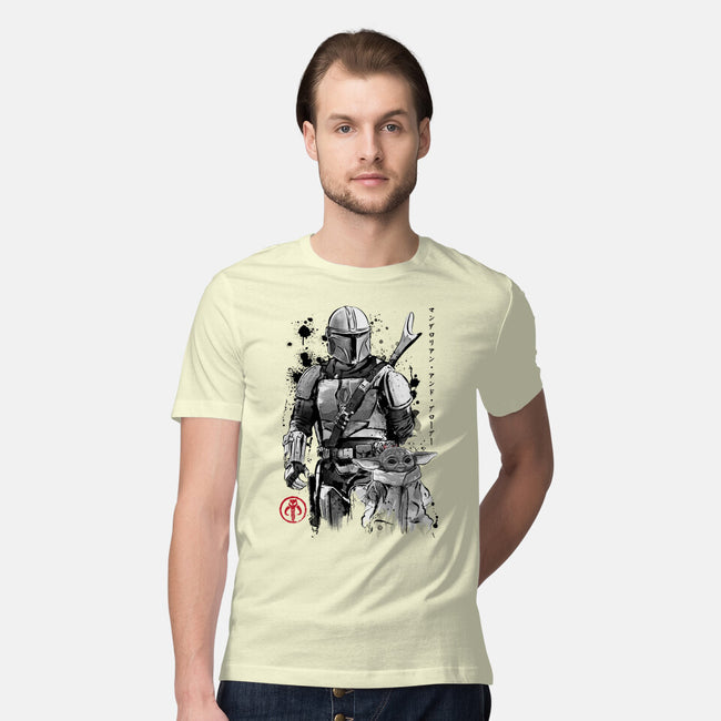 The Bounty Hunter And The Child Sumi-e-Mens-Premium-Tee-DrMonekers