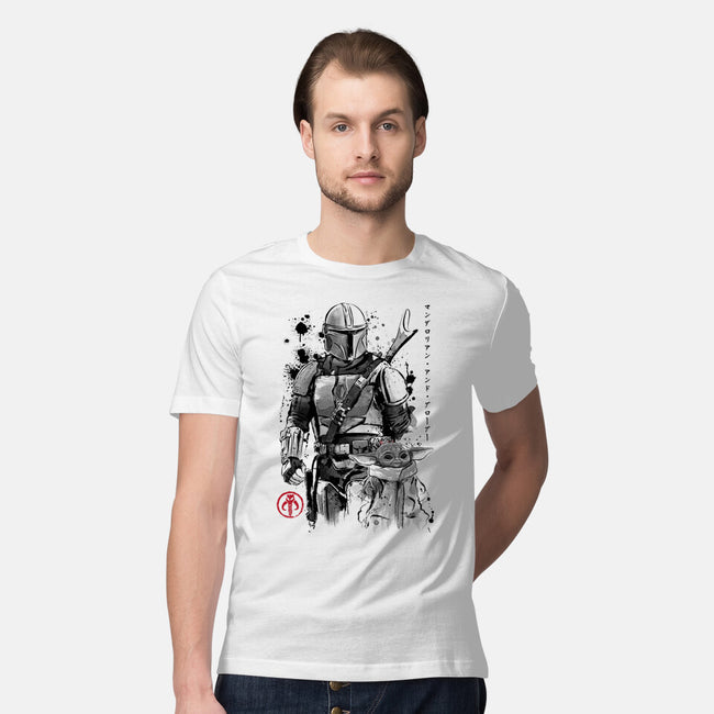 The Bounty Hunter And The Child Sumi-e-Mens-Premium-Tee-DrMonekers