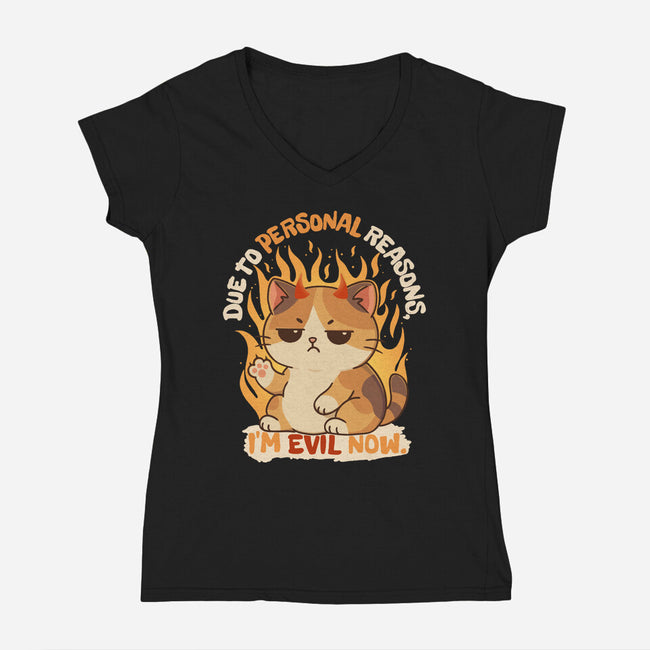 I’m Evil Now-Womens-V-Neck-Tee-Trendlory