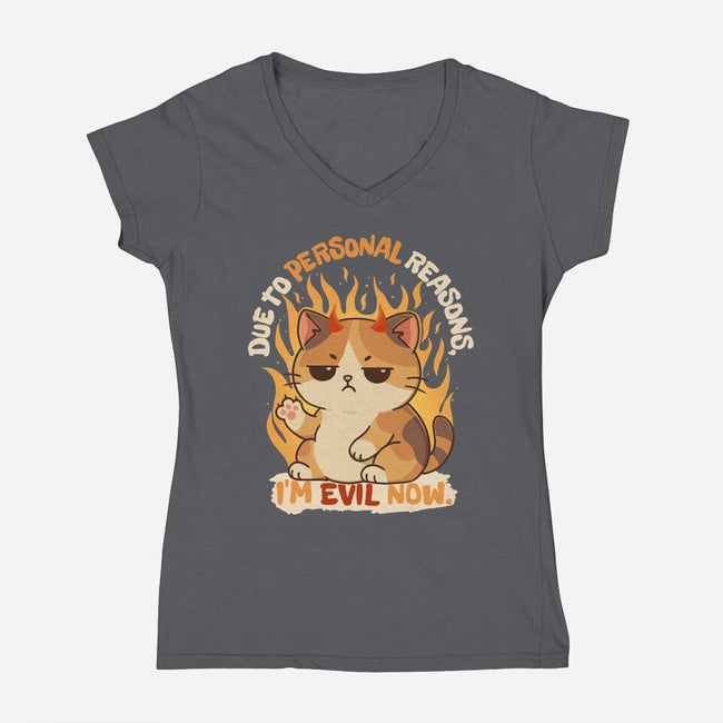 I’m Evil Now-Womens-V-Neck-Tee-Trendlory