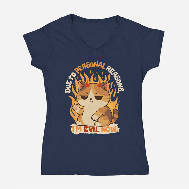 I’m Evil Now-Womens-V-Neck-Tee-Trendlory