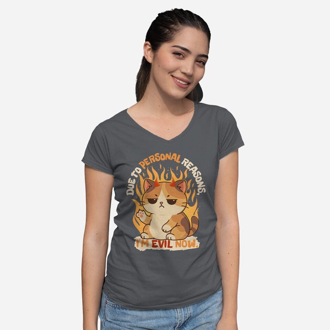 I’m Evil Now-Womens-V-Neck-Tee-Trendlory